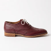 Men's Burgundy Wingtip Pebbled Leather Oxfords — Chigwell