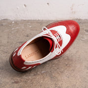Men's Cherry Red and White Wingtip Leather Derby Brogues — Aclifford