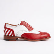 Men's Cherry Red and White Wingtip Leather Derby Brogues — Aclifford