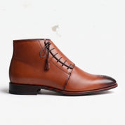 Men's Cognac and Dark Brown Plain-Toe Leather Chukka Boots — Oldham