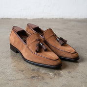 Men's Cognac Suede Tassel Loafers — Bilsdale