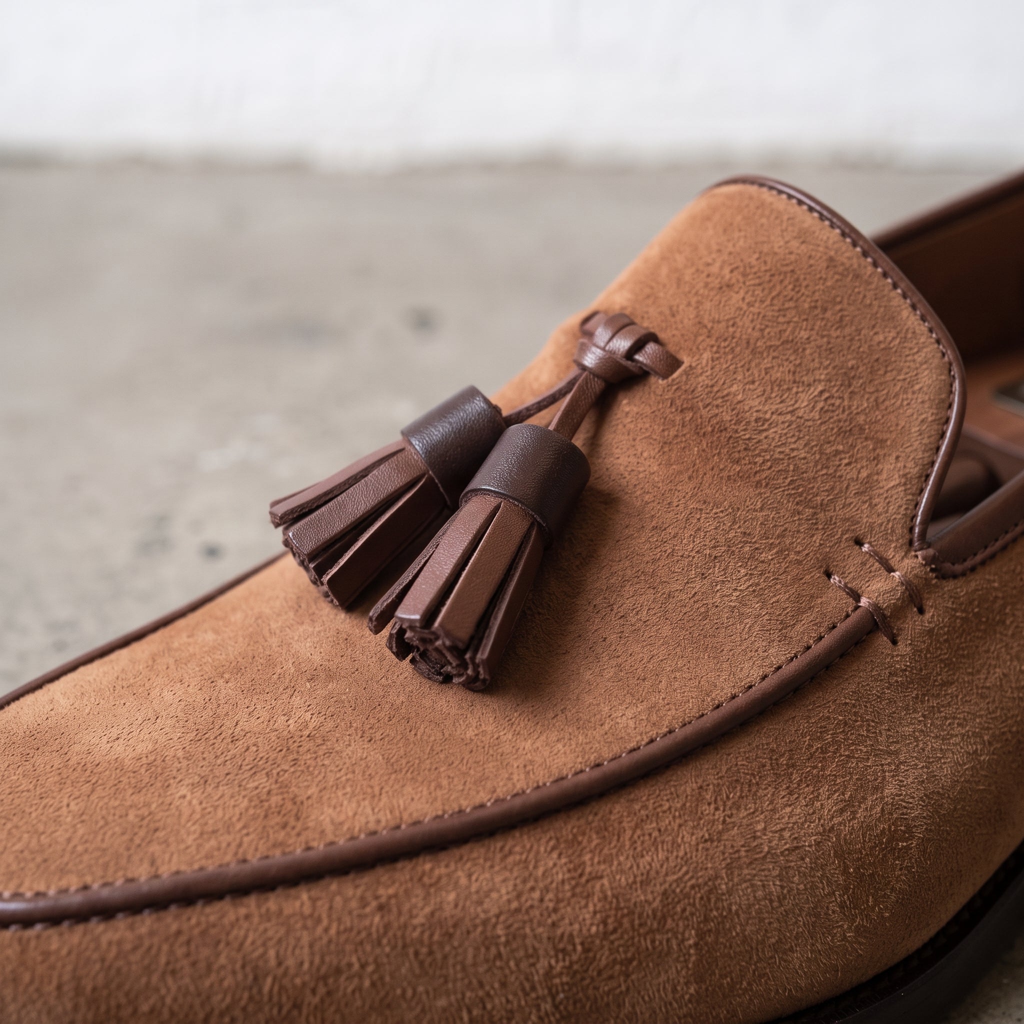 Men's Cognac Suede Tassel Loafers — Bilsdale