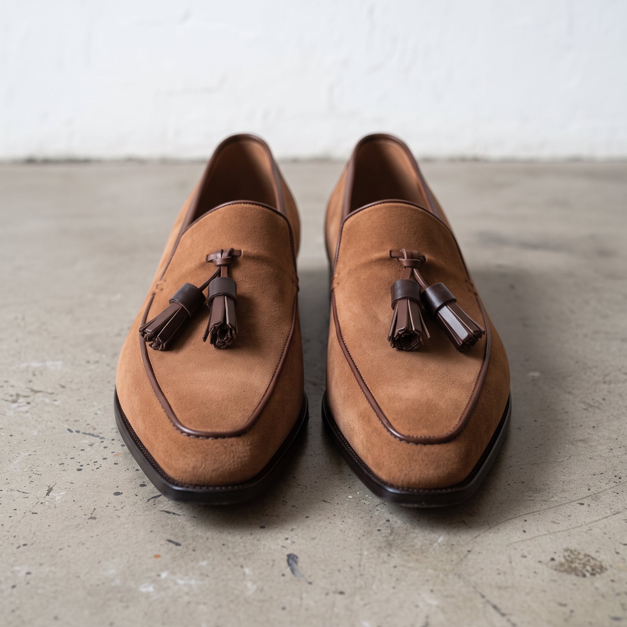 Men's Cognac Suede Tassel Loafers — Bilsdale