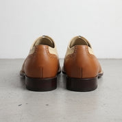 Men's Cream and Brown Two-Tone Wingtip Leather Oxfords — Andover