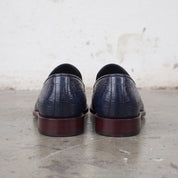 Men's Dark Blue Alligator-Embossed Leather Loafers — Hayley