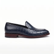 Men's Dark Blue Alligator-Embossed Leather Loafers — Hayley
