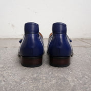 Men's Dark Blue Apron-Toe Leather Tassel Loafers — Ford