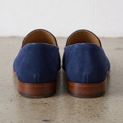 Men's Dark Blue Apron-Toe Suede Tassel Loafers — Chidham