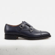 Men's Dark Blue Cap-Toe Leather Double Monk Strap Monks — Albemarle — Albemarle