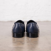 Men's Dark Blue Kiltie Leather Loafers — Monk
