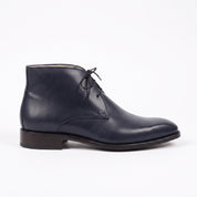 Men's Dark Blue Plain-Toe Leather Chukka Boots — Hornsey