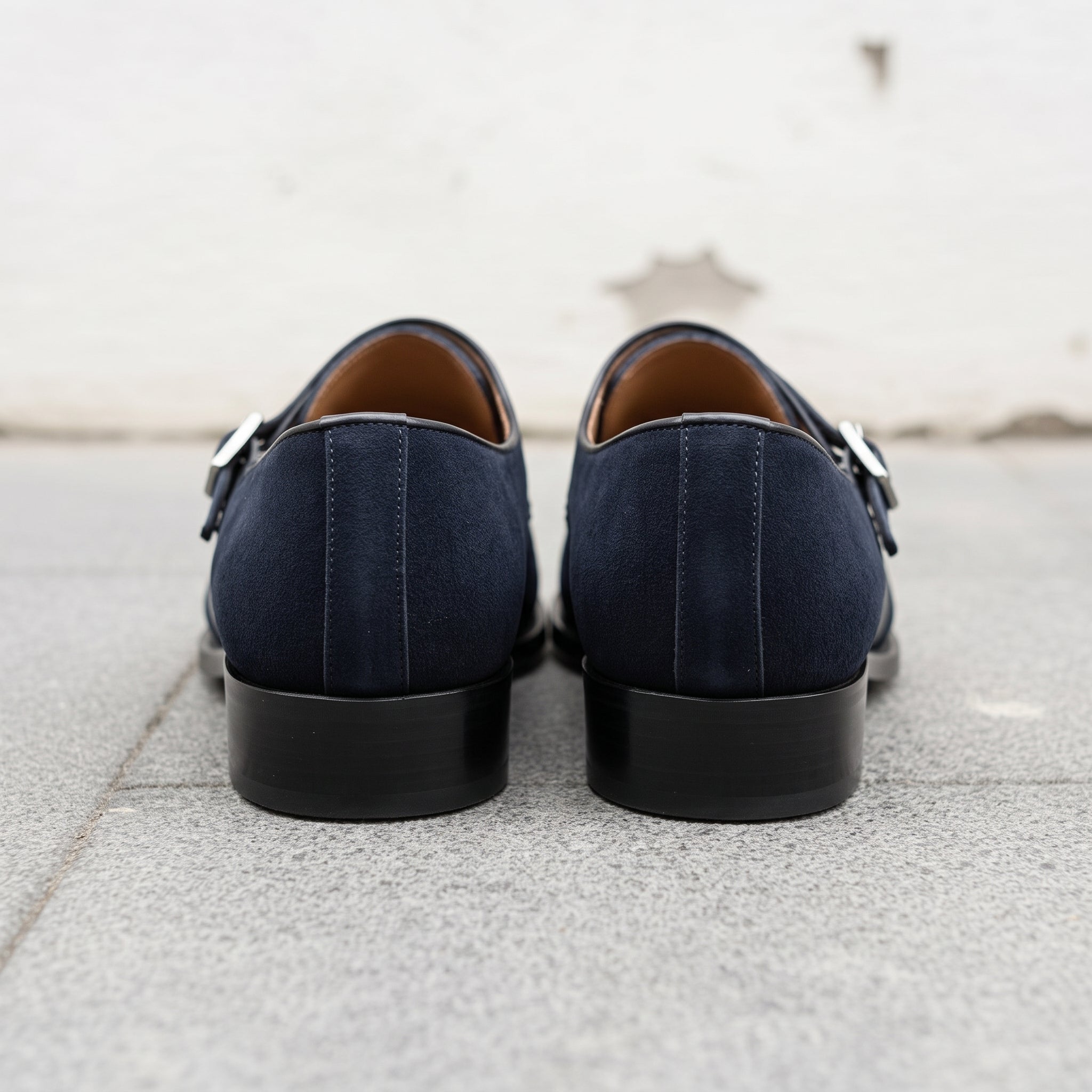 Men's Dark Blue Suede Monk Strap Dress Shoes — Fairfield