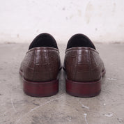 Men's Dark Brown Alligator-Embossed Leather Loafers — Hayley