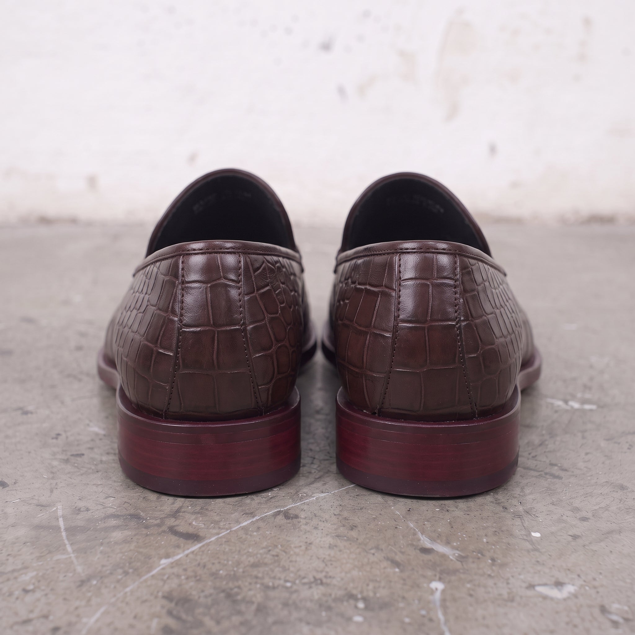 Men's Dark Brown Alligator-Embossed Leather Loafers — Hayley