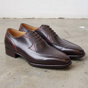 Men's Dark Brown and Burgundy Apron-Toe Leather Oxfords — Pinkerton