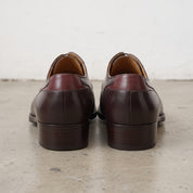Men's Dark Brown and Burgundy Apron-Toe Leather Oxfords — Pinkerton