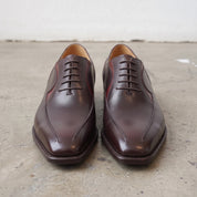 Men's Dark Brown and Burgundy Apron-Toe Leather Oxfords — Pinkerton