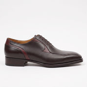 Men's Dark Brown and Burgundy Apron-Toe Leather Oxfords — Pinkerton