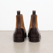 Men's Dark Brown and Tan Cap-Toe Leather Button Boots — Ashwood