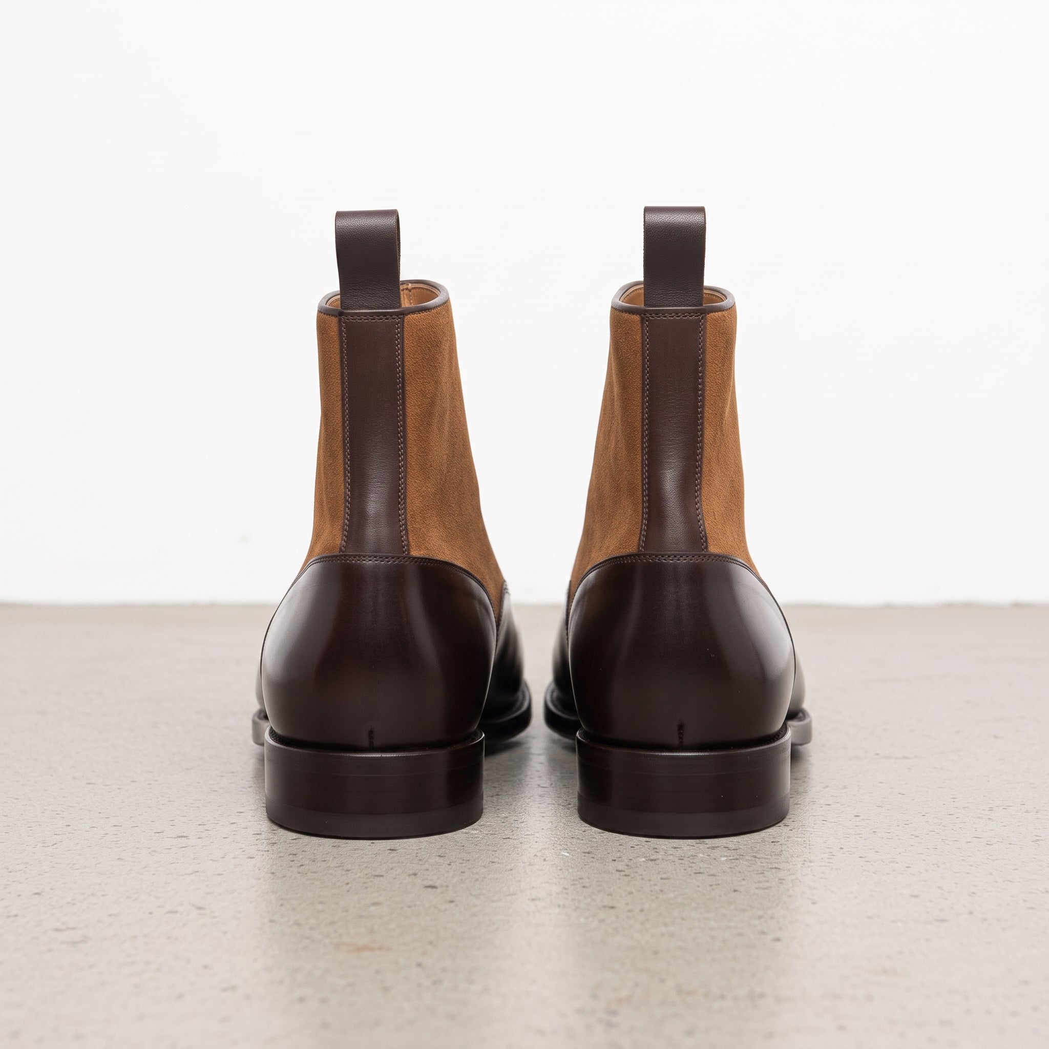 Men's Dark Brown and Tan Cap-Toe Leather Button Boots — Ashwood