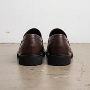 Men's Dark Brown Apron-Toe Leather Penny Loafers — Astwick