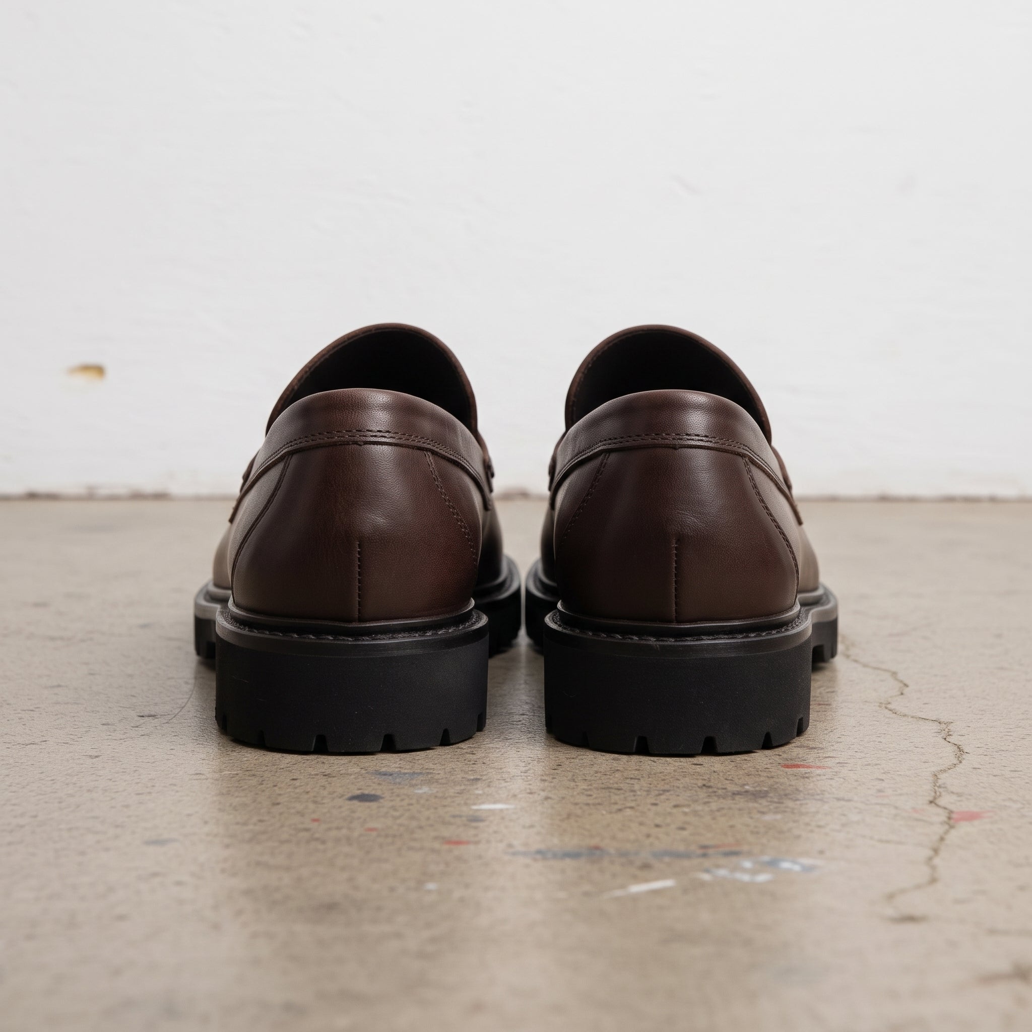 Men's Dark Brown Apron-Toe Leather Penny Loafers — Astwick