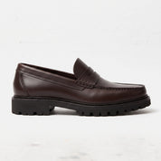 Men's Dark Brown Apron-Toe Leather Penny Loafers — Astwick
