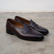 Men's Dark Brown Apron-Toe Leather Penny Loafers — Randolph