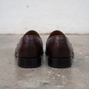 Men's Dark Brown Apron-Toe Leather Penny Loafers — Southport