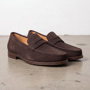 Men's Dark Brown Apron-Toe Suede Tassel Loafers — Croxton