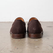 Men's Dark Brown Apron-Toe Suede Tassel Loafers — Croxton