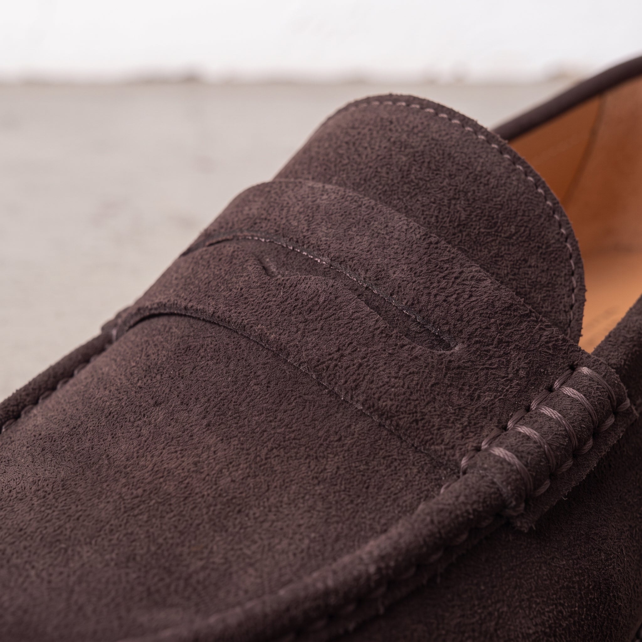Men's Dark Brown Apron-Toe Suede Tassel Loafers — Croxton