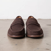 Men's Dark Brown Apron-Toe Suede Tassel Loafers — Croxton
