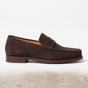 Men's Dark Brown Apron-Toe Suede Tassel Loafers — Croxton
