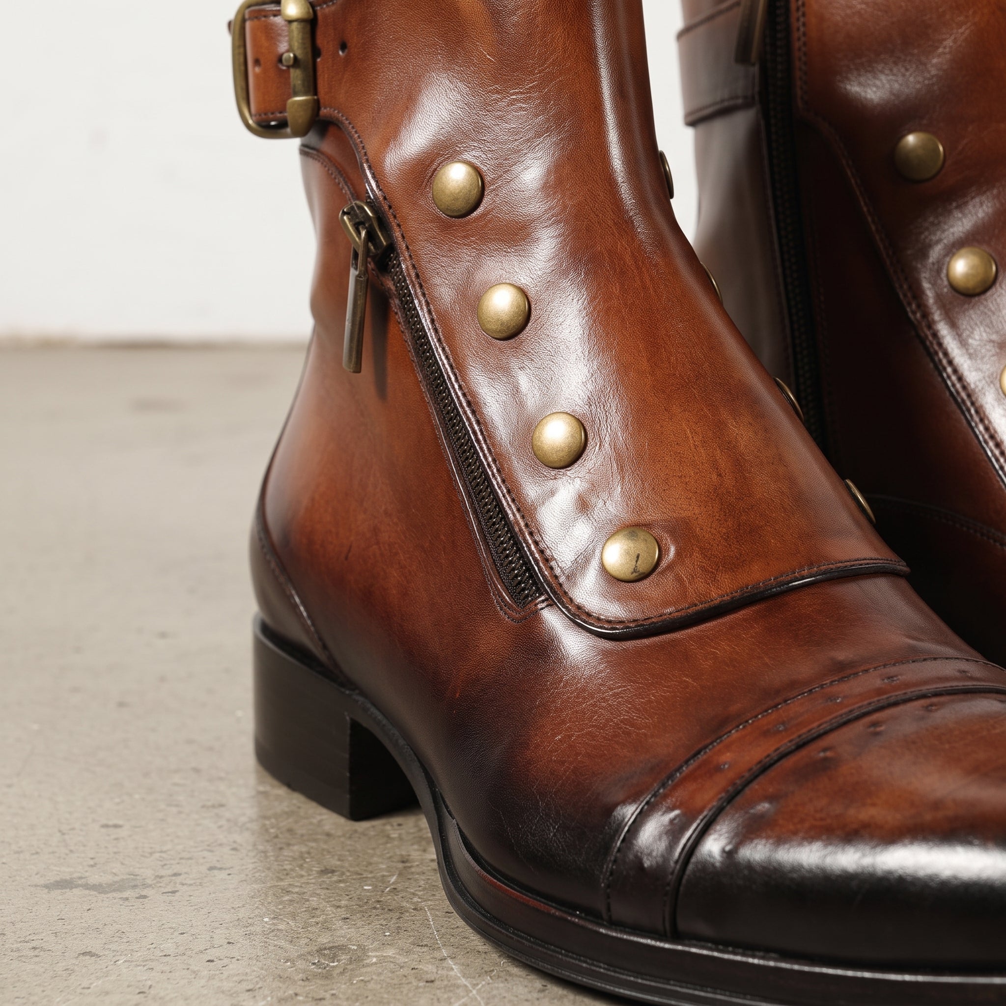 Men's Dark Brown Cap-Toe Leather Ankle Boots — Bransford