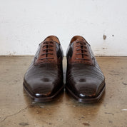 Men's Dark Brown Crocodile-Embossed Leather Oxfords — Ryde