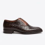 Men's Dark Brown Crocodile-Embossed Leather Oxfords — Ryde