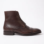 Men's Dark Brown Cap-Toe Leather Oxford Boots — Torrington