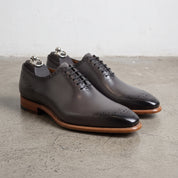 Men's Dark Brown Cap-Toe Leather Brogues — Loxton
