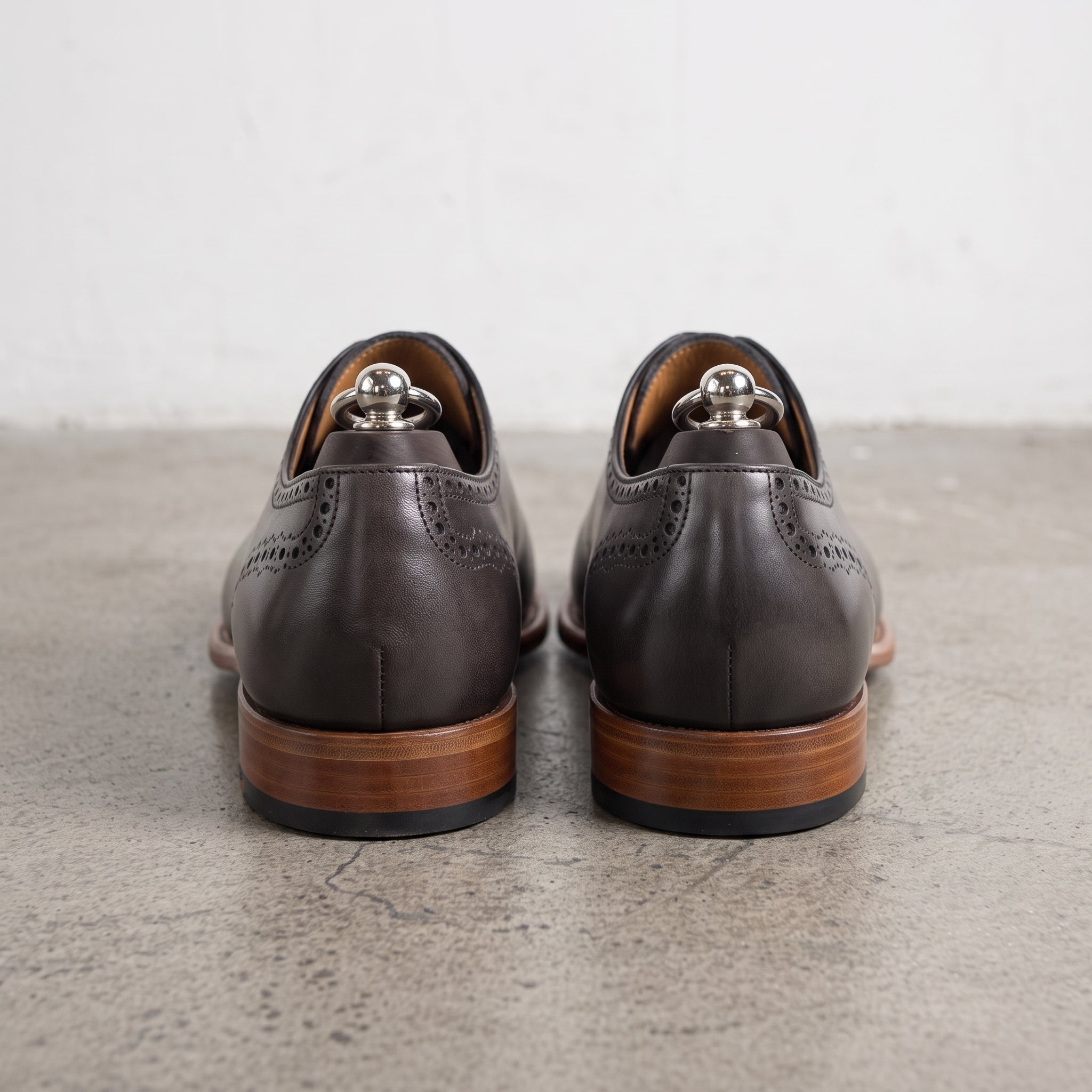 Men's Dark Brown Cap-Toe Leather Brogues — Loxton