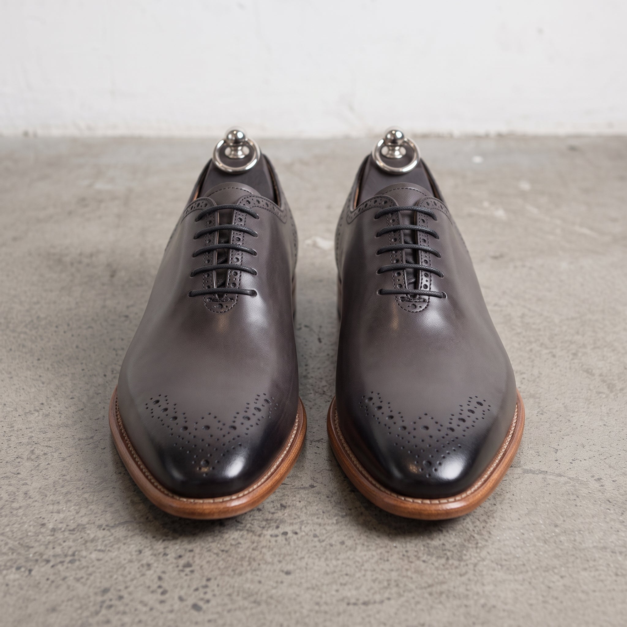 Men's Dark Brown Cap-Toe Leather Brogues — Loxton