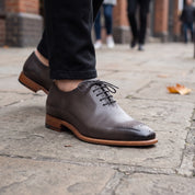 Men's Dark Brown Cap-Toe Leather Brogues — Loxton