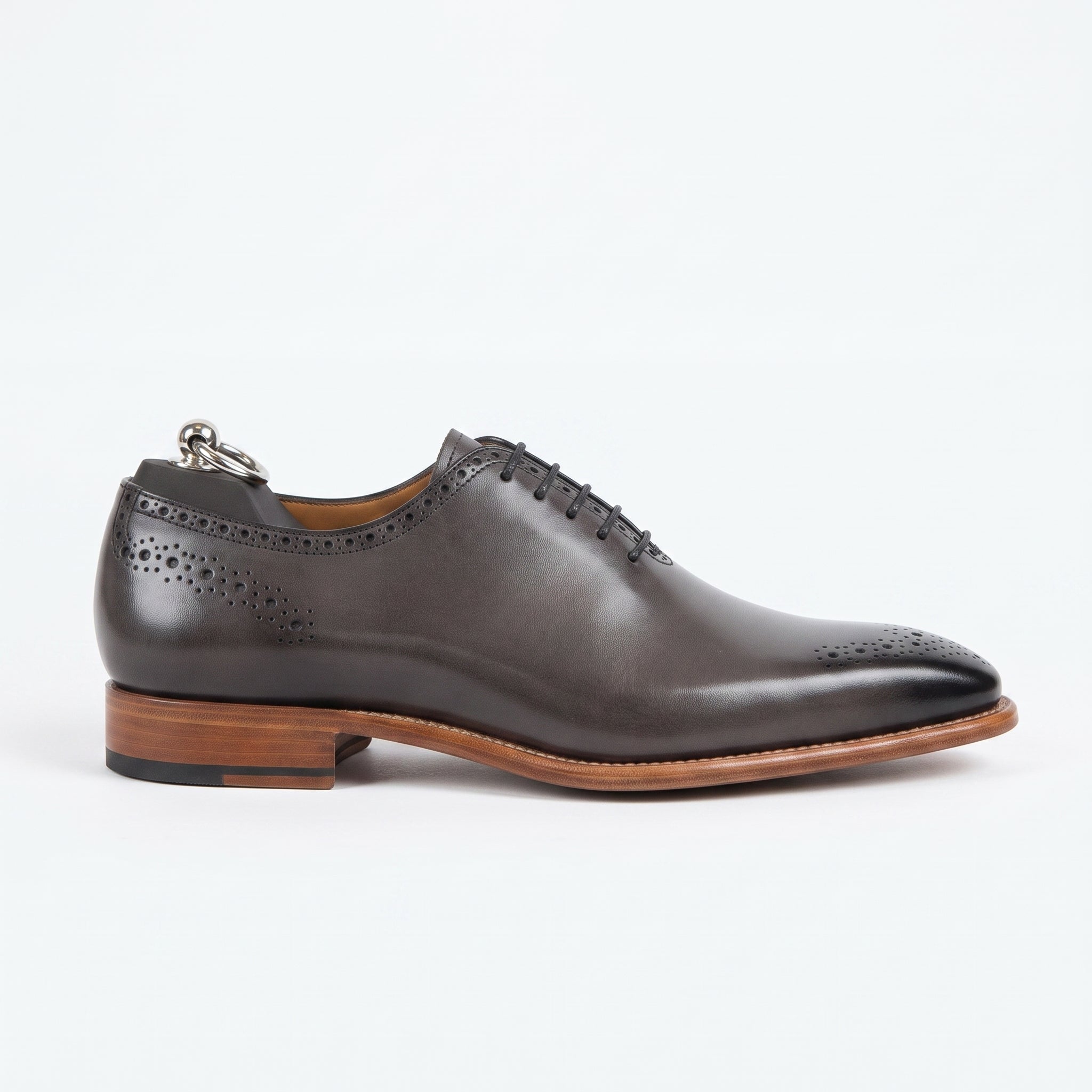Men's Dark Brown Cap-Toe Leather Brogues — Loxton
