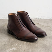 Men's Dark Brown Cap-Toe Leather Oxford Boots — Mycroft