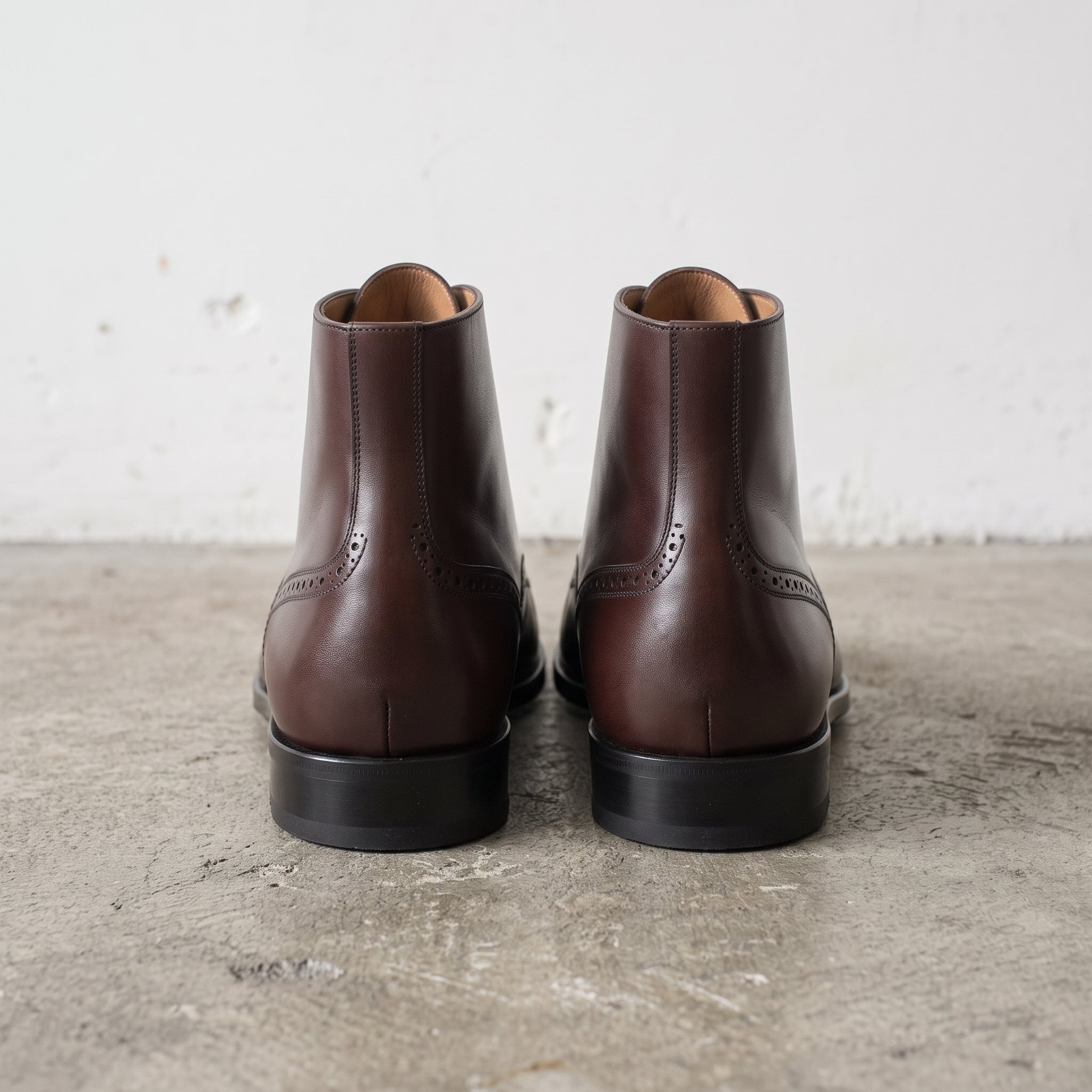 Men's Dark Brown Cap-Toe Leather Oxford Boots — Mycroft