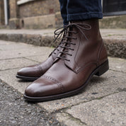 Men's Dark Brown Cap-Toe Leather Oxford Boots — Mycroft