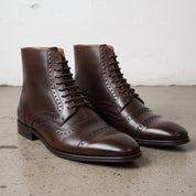 Men's Dark Brown Cap-Toe Leather Oxford Boots — Torrington