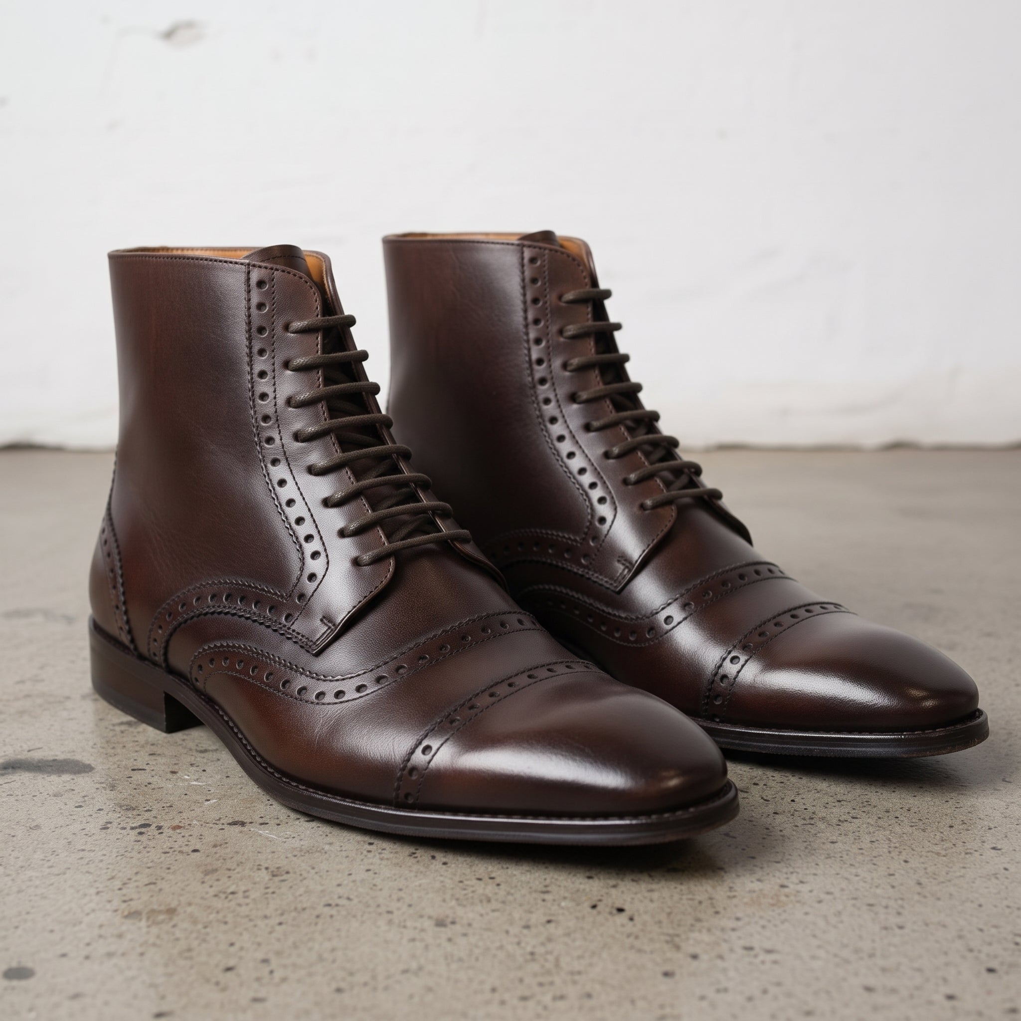 Men's Dark Brown Cap-Toe Leather Oxford Boots — Torrington
