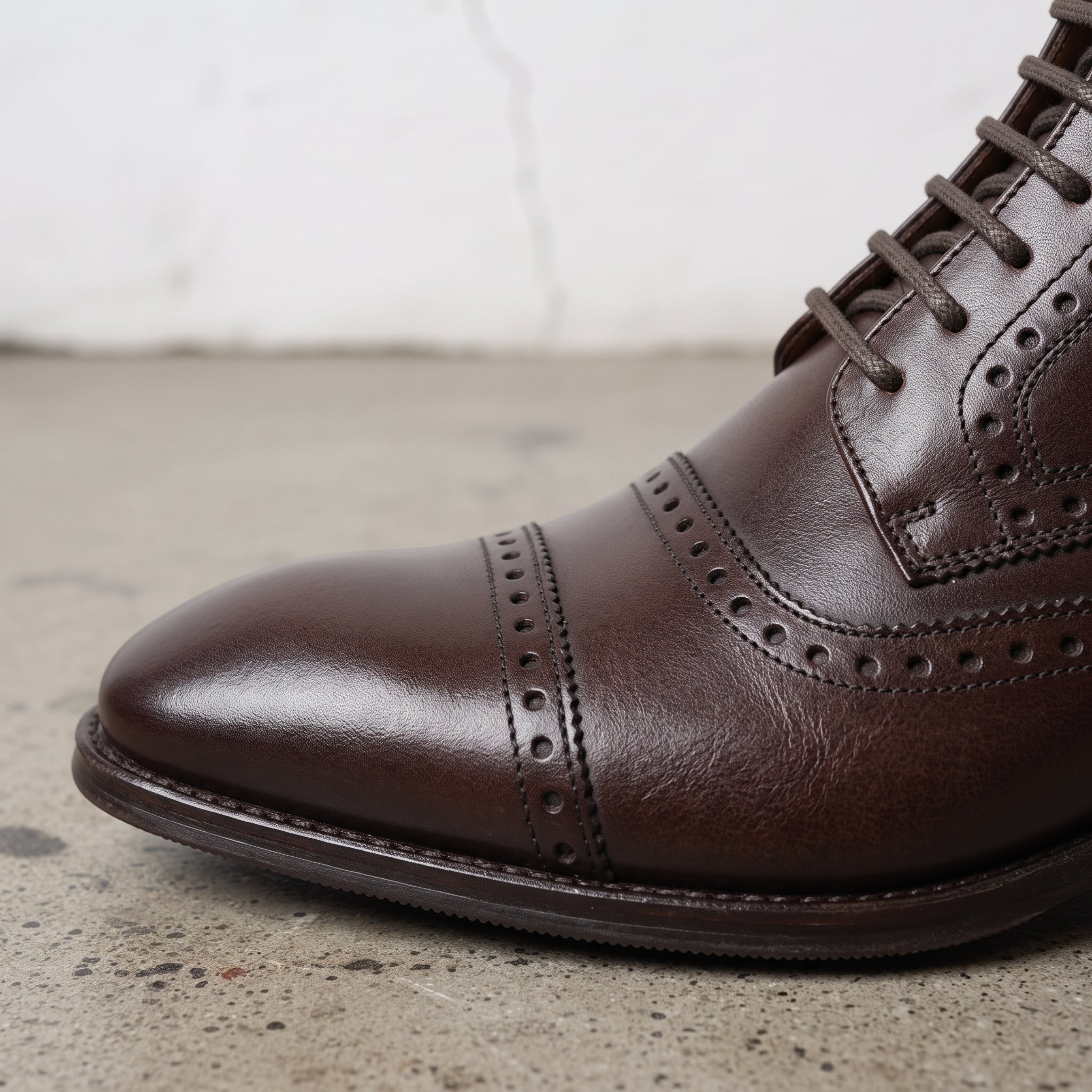Men's Dark Brown Cap-Toe Leather Oxford Boots — Torrington