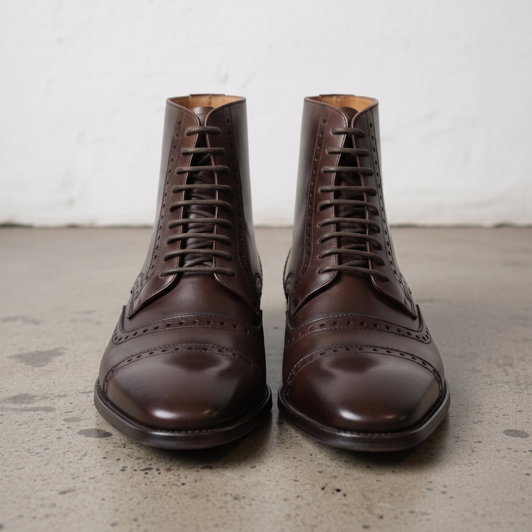 Men's Dark Brown Cap-Toe Leather Oxford Boots — Torrington